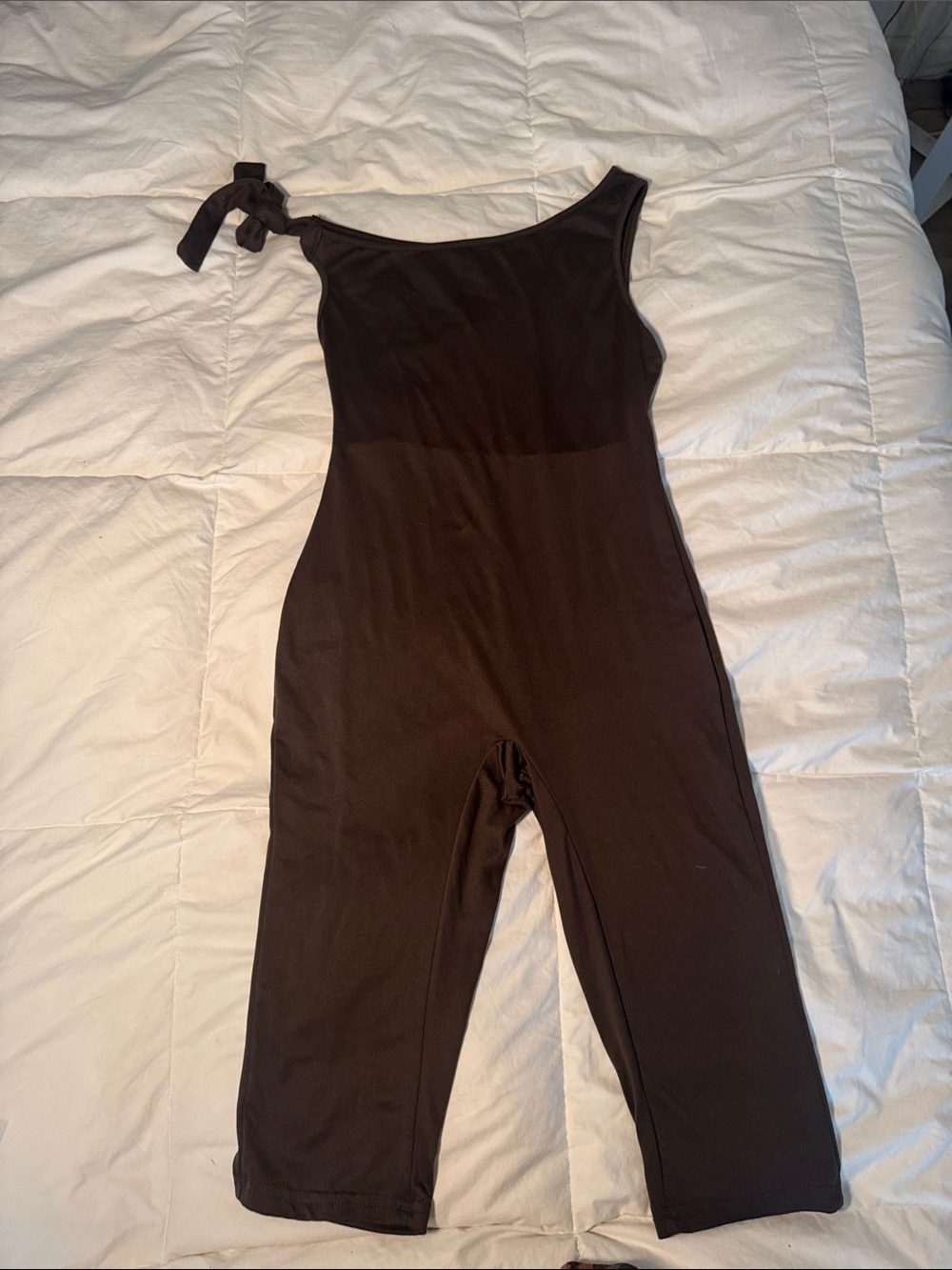 One-Shoulder Black Jumpsuit with Tie Strap